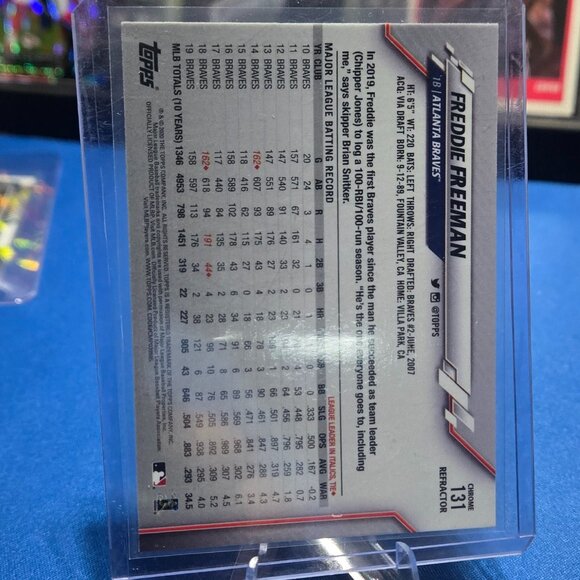 2020 Topps Chrome Sepia Refractor #131 Freddie Freeman - Picture 2 of 2